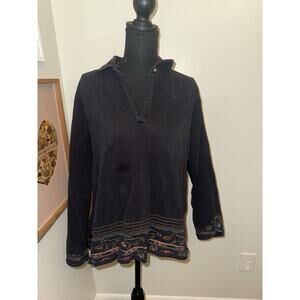 Bit & Bridle Black Embroidered Western Horse Long Sleeve TShirt Womens XL